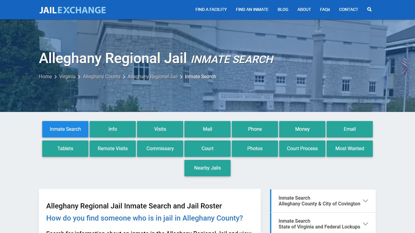 Alleghany Regional Jail Inmate Search - Jail Exchange